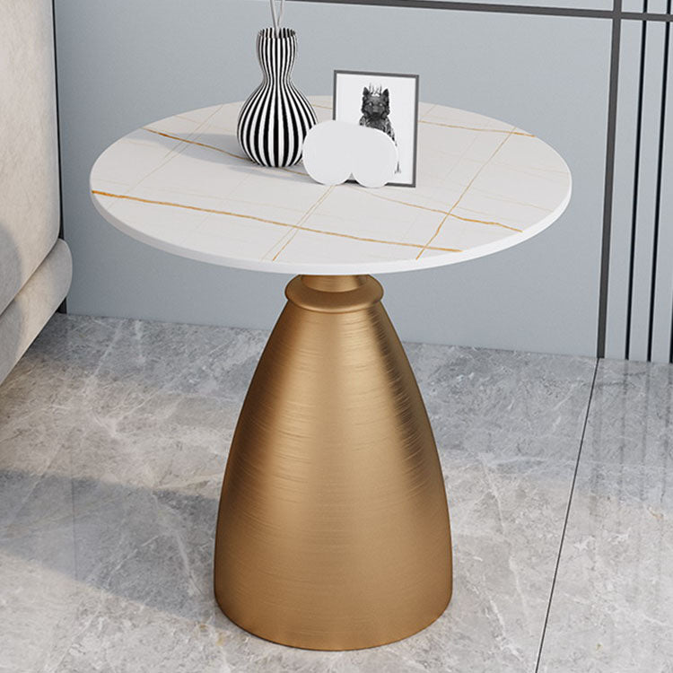 22.4" Tall Iron Pedestal End Table Modern Round Slate Top Side Table
