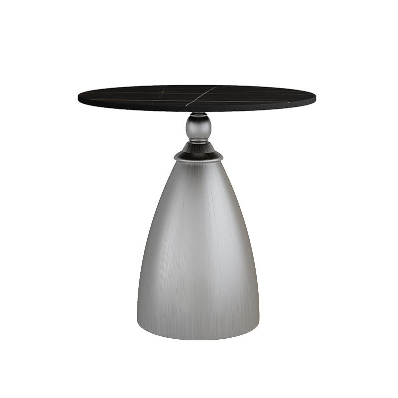22.4" Tall Iron Pedestal End Table Modern Round Slate Top Side Table