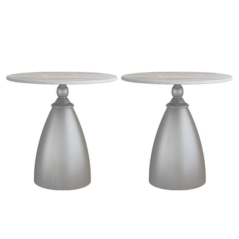 22.4" Tall Iron Pedestal End Table Modern Round Slate Top Side Table