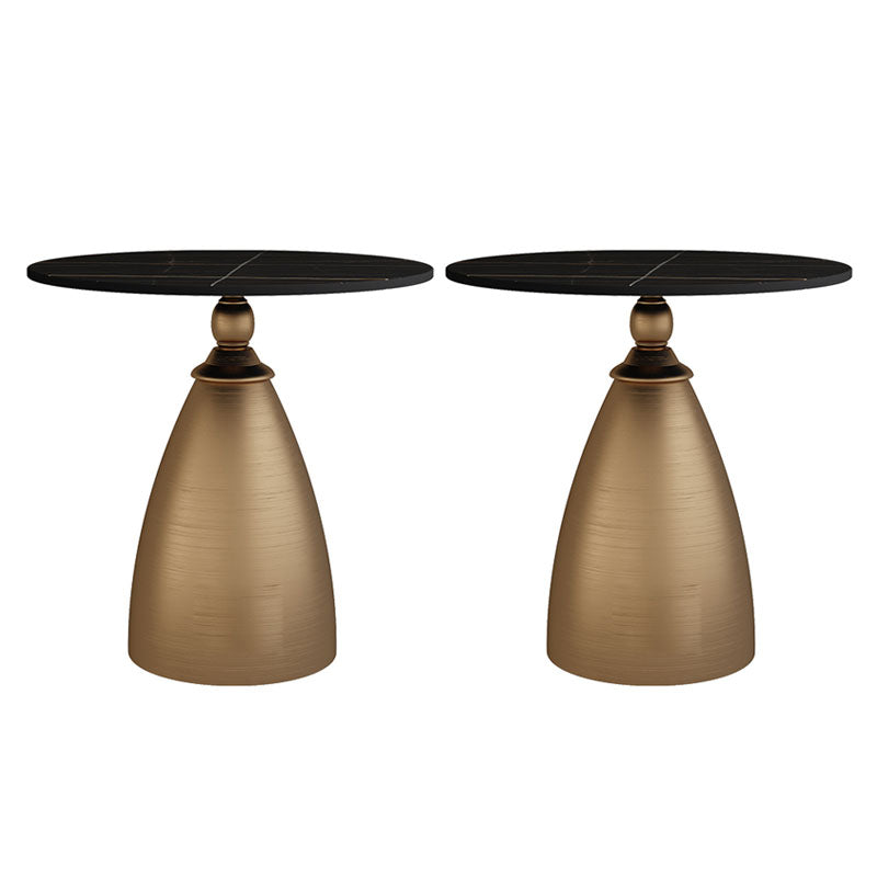 22.4" Tall Iron Pedestal End Table Modern Round Slate Top Side Table