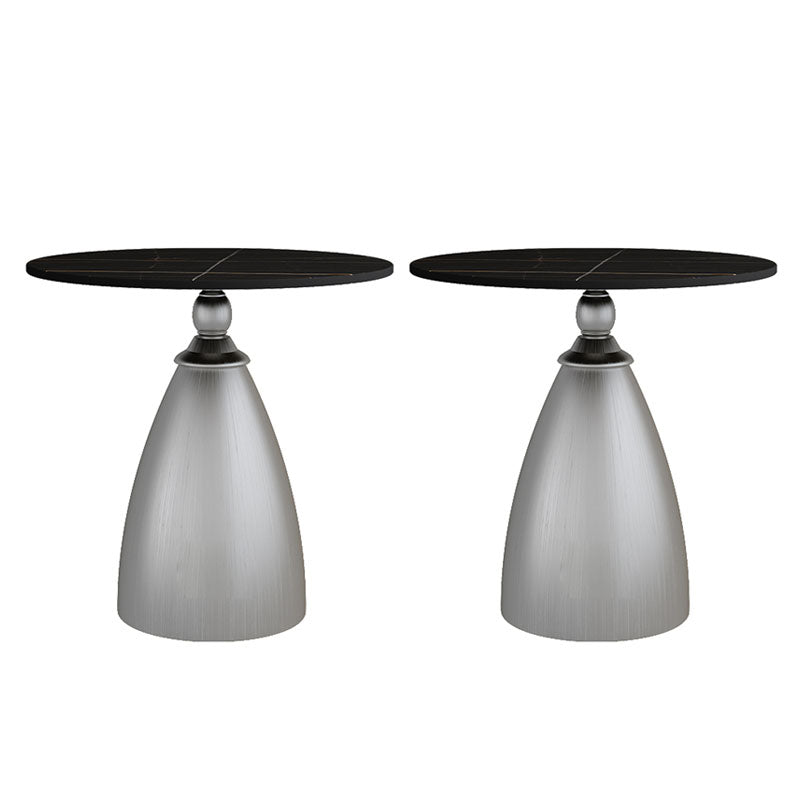 22.4" Tall Iron Pedestal End Table Modern Round Slate Top Side Table