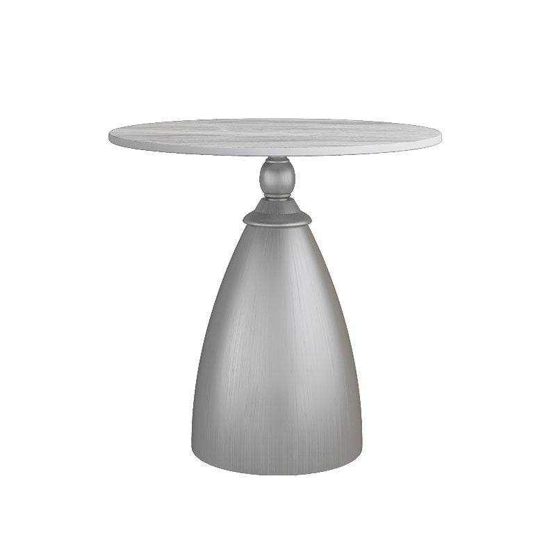 22.4" Tall Iron Pedestal End Table Modern Round Slate Top Side Table