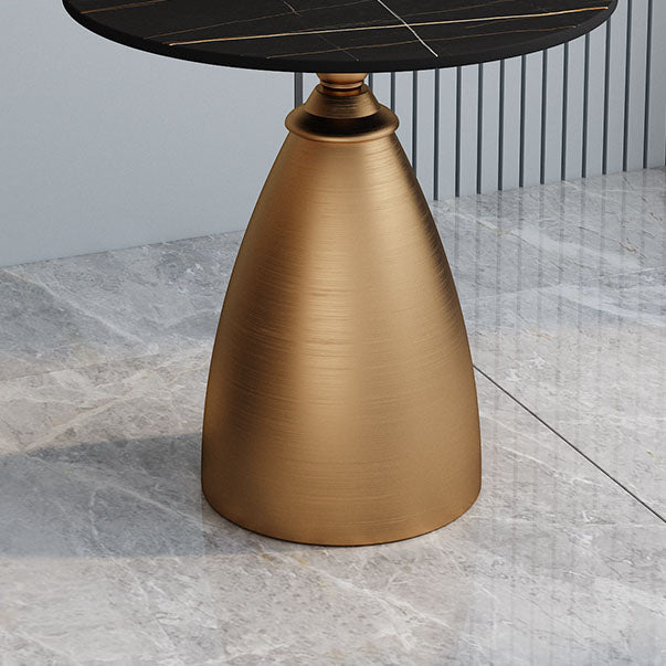 22.4" Tall Iron Pedestal End Table Modern Round Slate Top Side Table