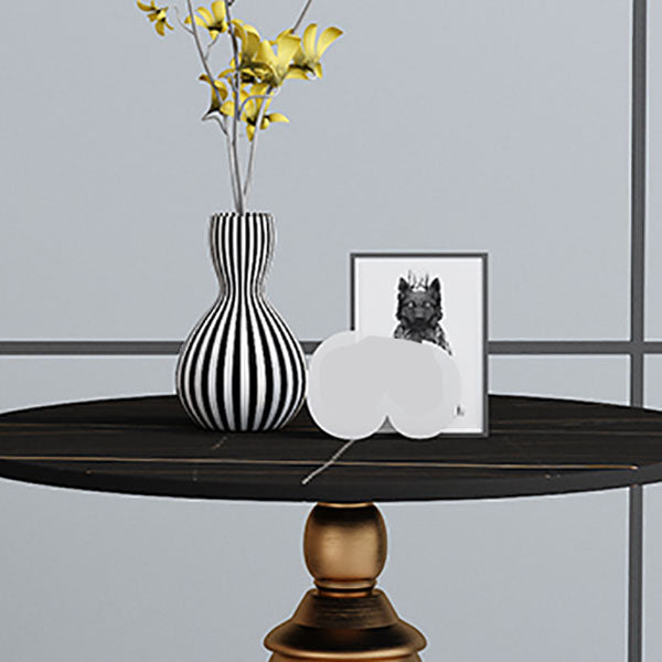 22.4" Tall Iron Pedestal End Table Modern Round Slate Top Side Table