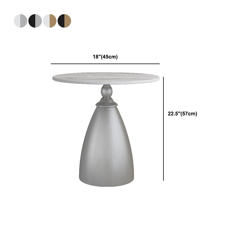 22.4" Tall Iron Pedestal End Table Modern Round Slate Top Side Table