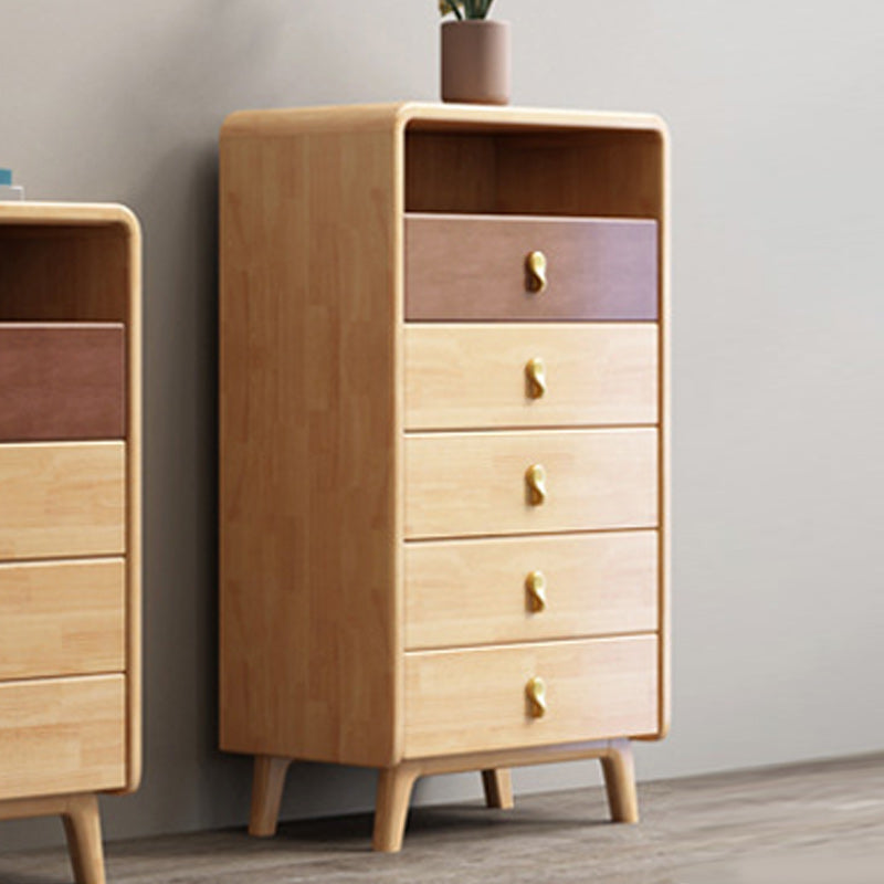 Contemporary Natural Accent Chest with 4 Wooden Legs and Drawers