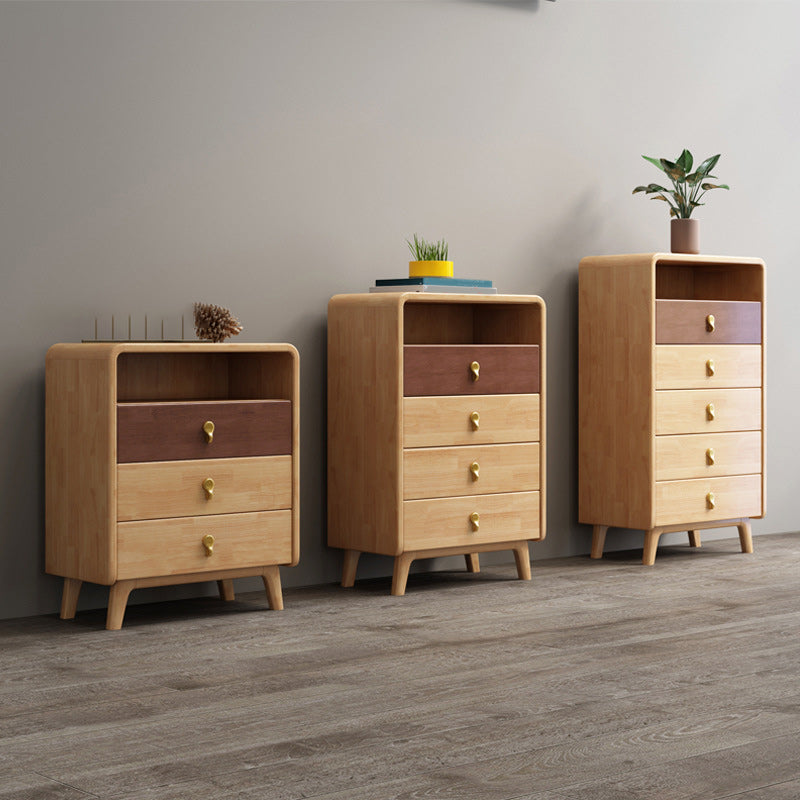 Contemporary Natural Accent Chest with 4 Wooden Legs and Drawers