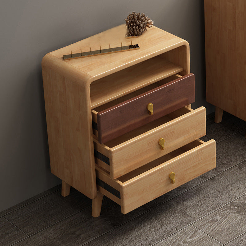 Contemporary Natural Accent Chest with 4 Wooden Legs and Drawers