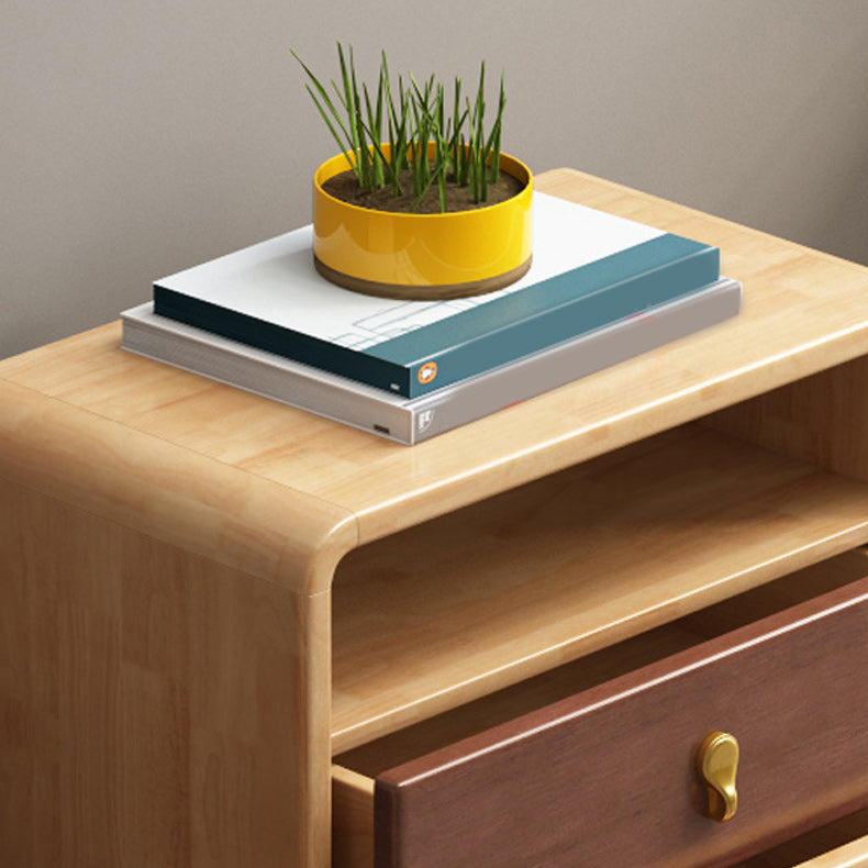 Contemporary Natural Accent Chest with 4 Wooden Legs and Drawers