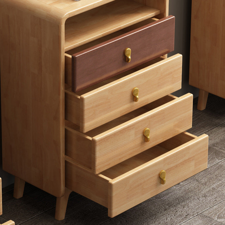 Contemporary Natural Accent Chest with 4 Wooden Legs and Drawers