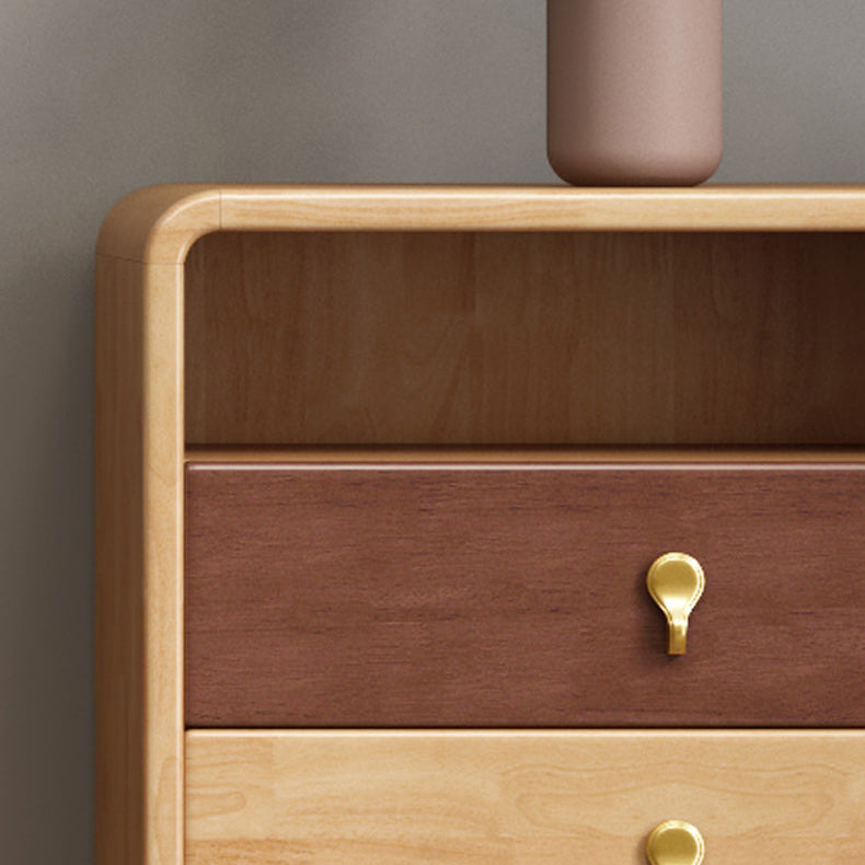 Contemporary Natural Accent Chest with 4 Wooden Legs and Drawers