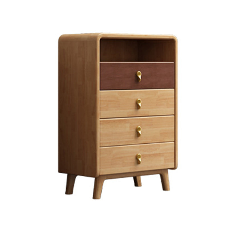 Contemporary Natural Accent Chest with 4 Wooden Legs and Drawers