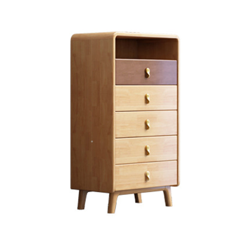 Contemporary Natural Accent Chest with 4 Wooden Legs and Drawers