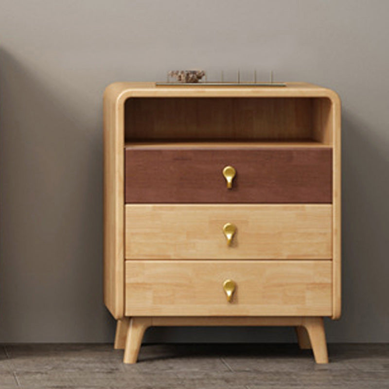 Contemporary Natural Accent Chest with 4 Wooden Legs and Drawers