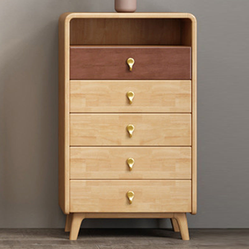 Contemporary Natural Accent Chest with 4 Wooden Legs and Drawers