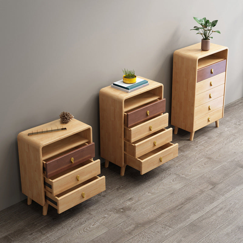 Contemporary Natural Accent Chest with 4 Wooden Legs and Drawers
