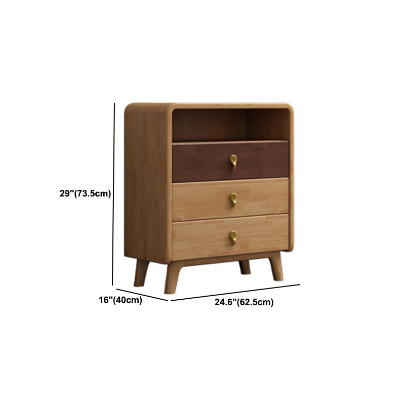 Contemporary Natural Accent Chest with 4 Wooden Legs and Drawers
