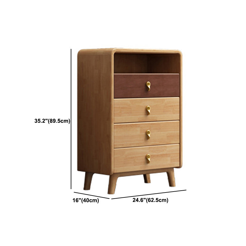 Contemporary Natural Accent Chest with 4 Wooden Legs and Drawers