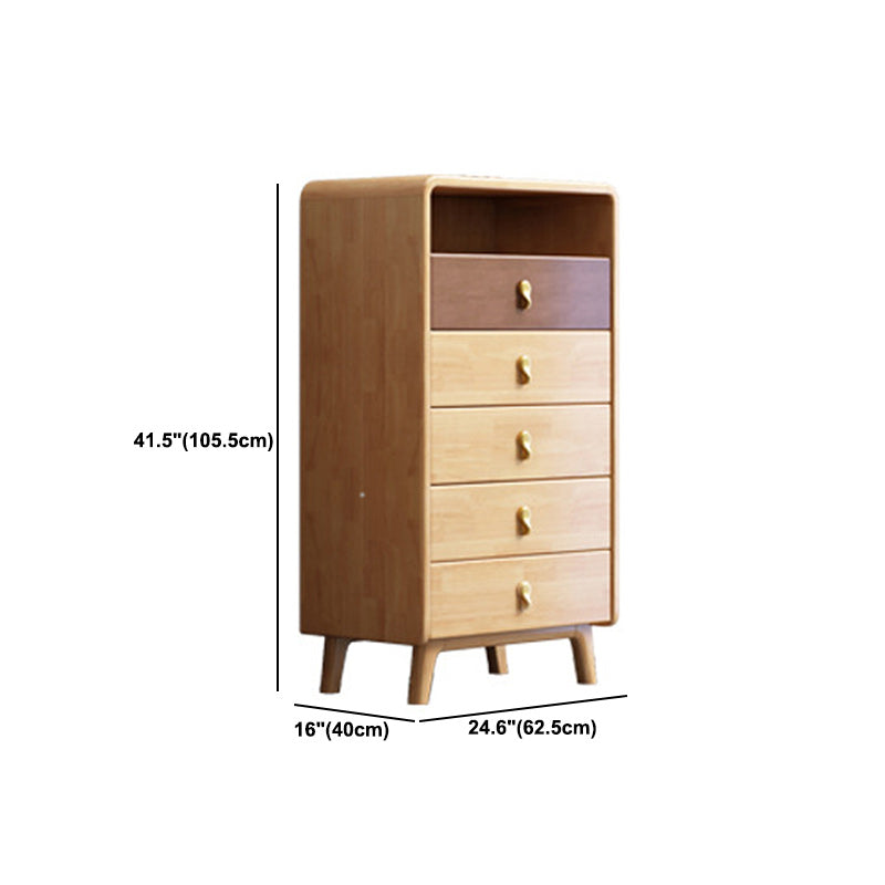 Contemporary Natural Accent Chest with 4 Wooden Legs and Drawers