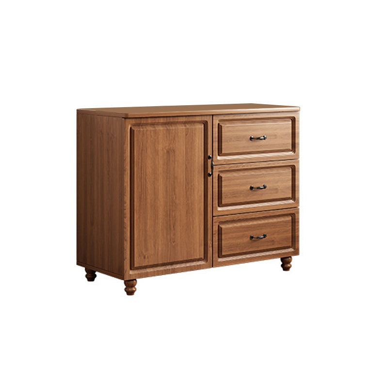 Mid-Century Modern Rectangle Accent Cabinet with Bun Feet and Drawers