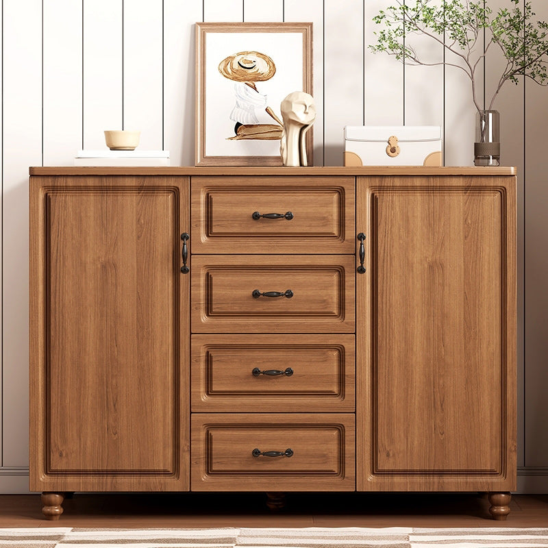 Mid-Century Modern Rectangle Accent Cabinet with Bun Feet and Drawers