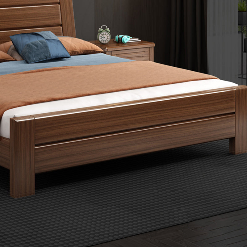 84.65 inch Wide Scandinavian Bed Frame Solid Wood Espresso Bed with Headboard