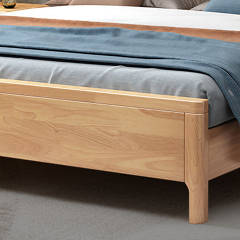 84.65 inch Wide Scandinavian Bed Natural Solid Wood Bed with Headboard