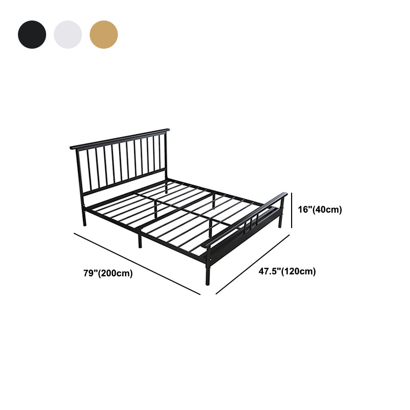 Modern Metal Folding Bed Rectangular Open-Frame Bed with Headboard
