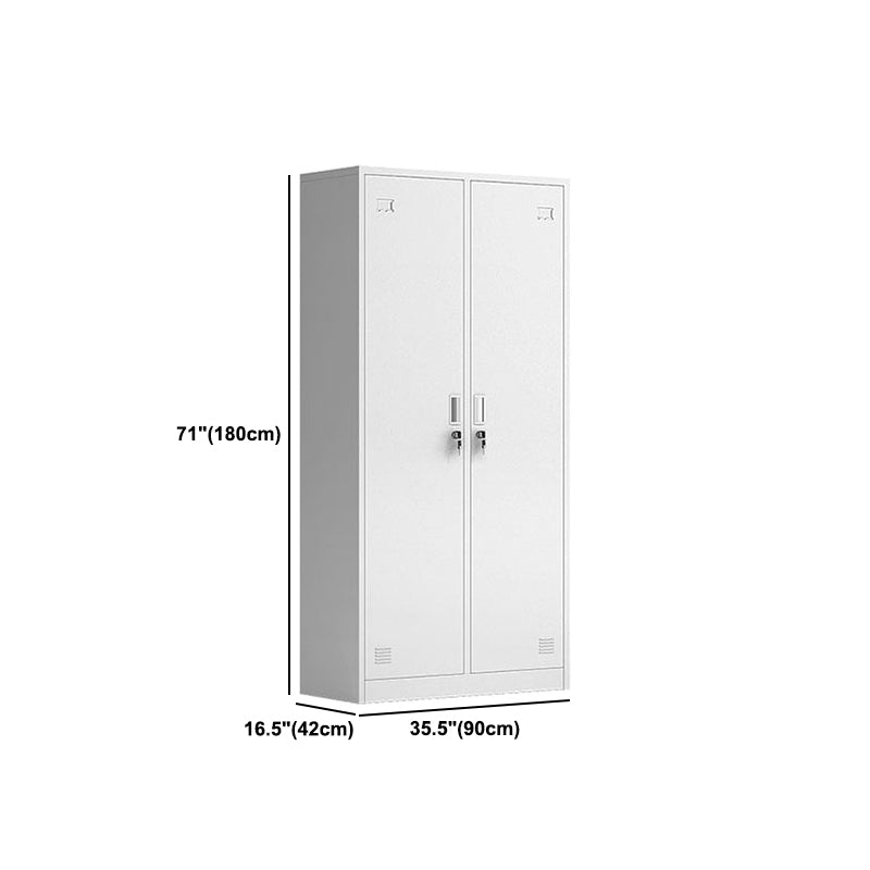Contemporary Style Metal Wardrobe White Colour Soft Close Doors Wardrobe Closet