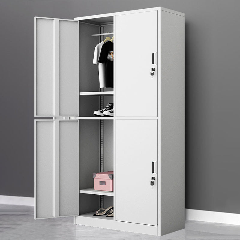 Contemporary Wardrobe White Colour Steel Wardrobe Closet with Doors
