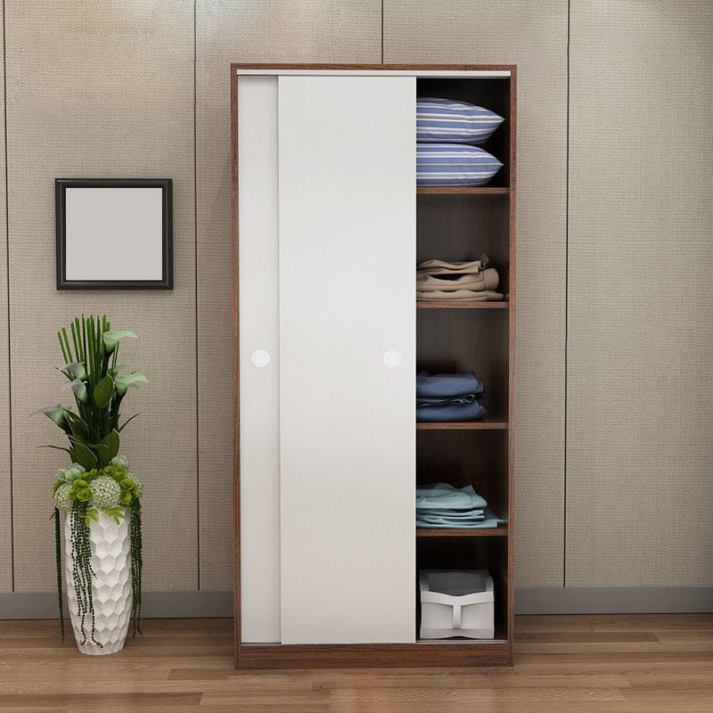Two Doors Wardrobe Armoire Modern Engineered Wood Wardrobe Closet