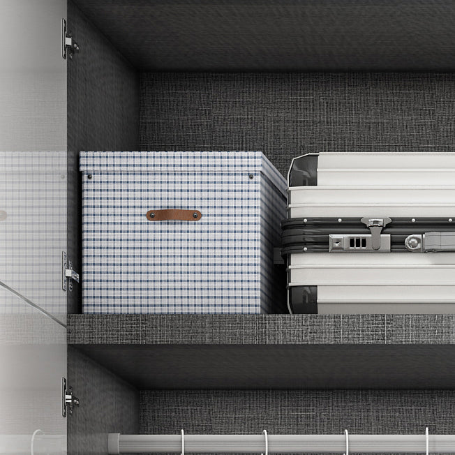 Mirrored Finish Cabinet with Hinged Doors Contemporary White Storage Cabinet