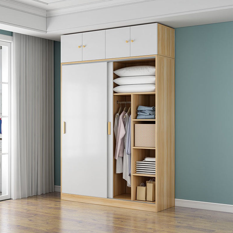 Engineered Wood Wardrobe Closet Modern Wardrobe Cabinet with Shelves