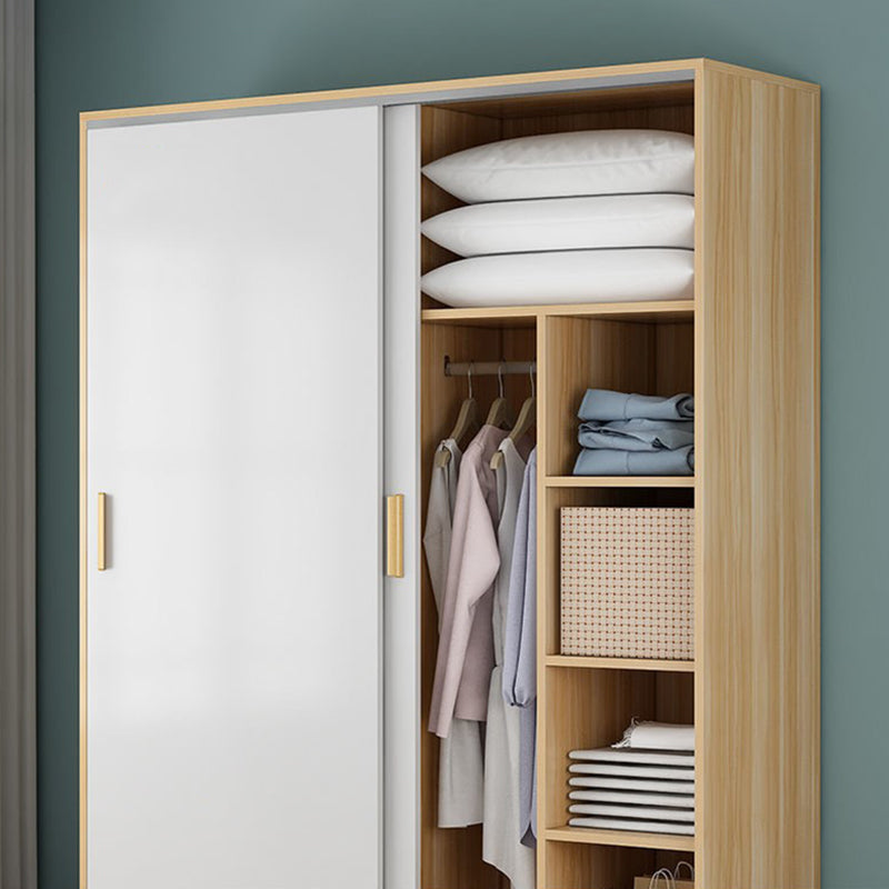 Engineered Wood Wardrobe Closet Modern Wardrobe Cabinet with Shelves
