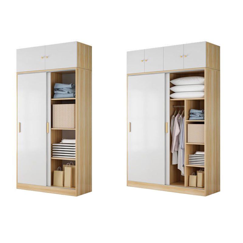 Engineered Wood Wardrobe Closet Modern Wardrobe Cabinet with Shelves