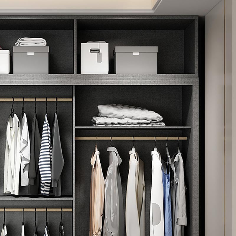 Contemporary Glass Wardrobe Gray Colour Wardrobe Closet with Garment Rod