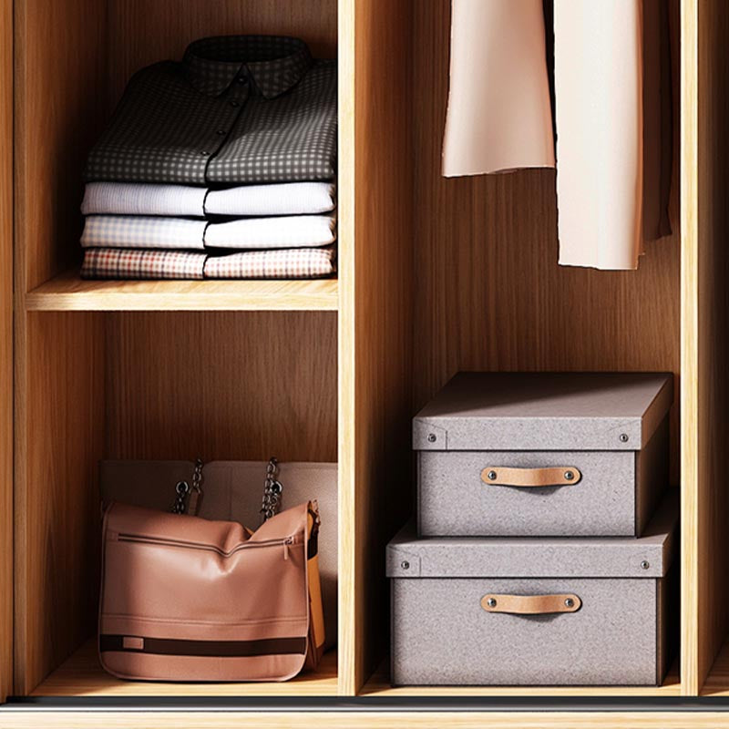 Brown Contemporary Wardrobe Cabinet Engineered Wood and Glass Wardrobe Closet