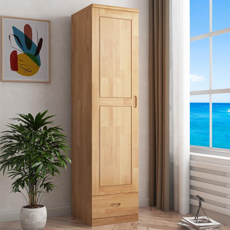 74.8"H Traditional Rubberwood Storage Cabinet with Garment Rod Matte Finish Cabinet