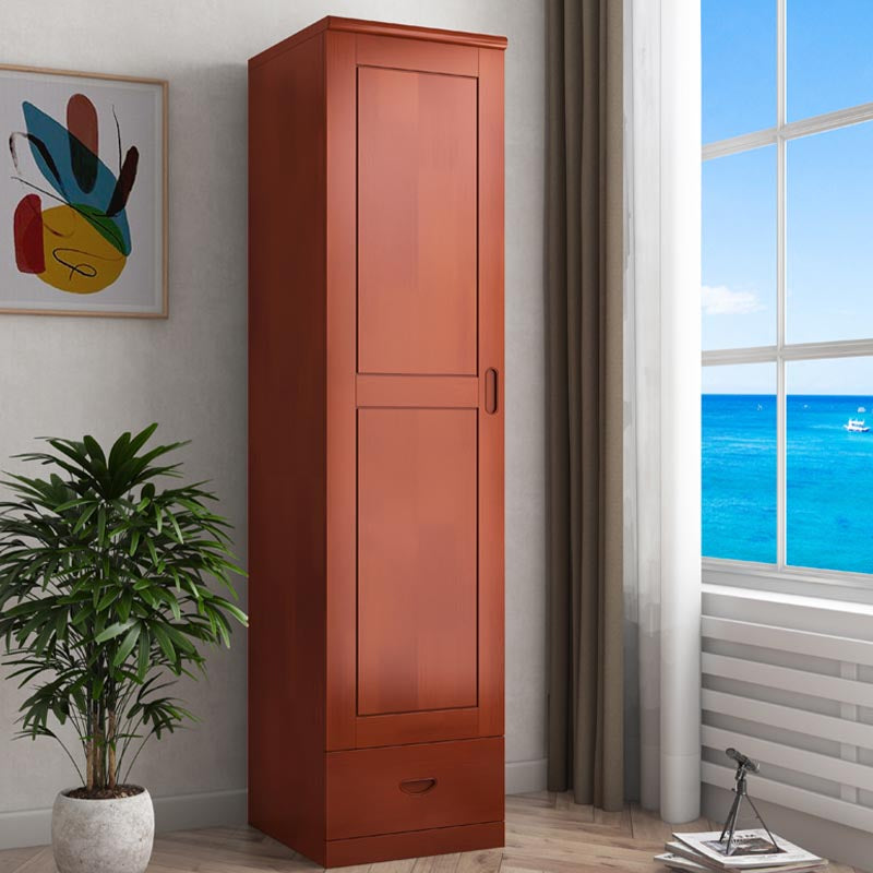 74.8"H Traditional Rubberwood Storage Cabinet with Garment Rod Matte Finish Cabinet