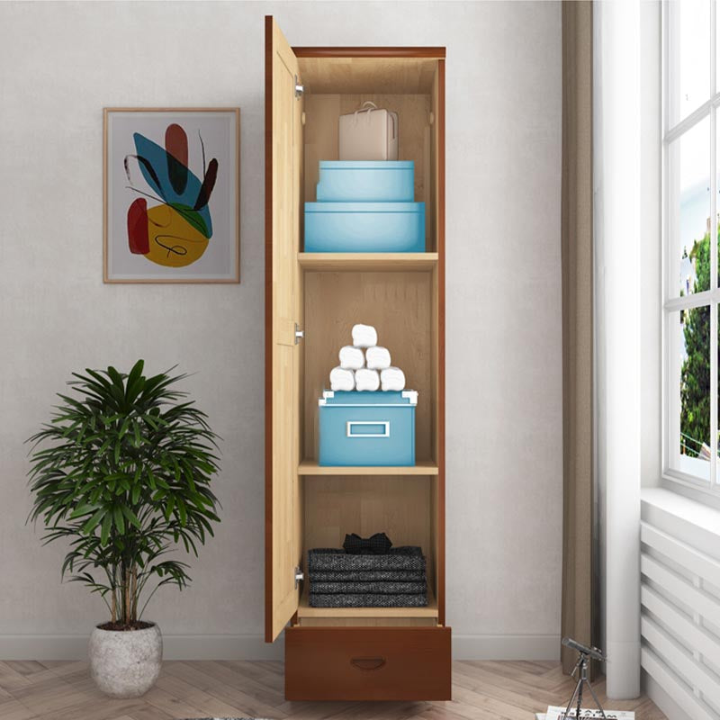 74.8"H Traditional Rubberwood Storage Cabinet with Garment Rod Matte Finish Cabinet