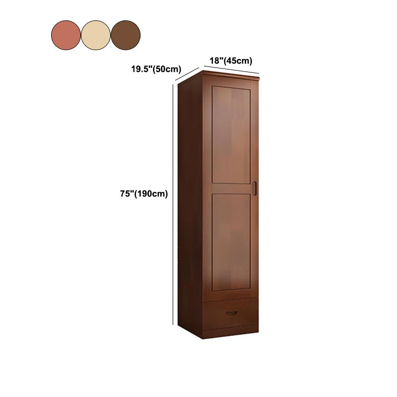 74.8"H Traditional Rubberwood Storage Cabinet with Garment Rod Matte Finish Cabinet