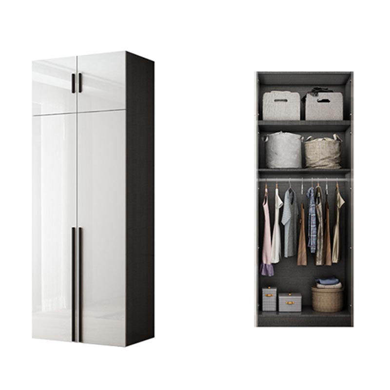 Manufactured Wood Glossy White Cabinet Modern Storage Cabinet with Hinged Doors