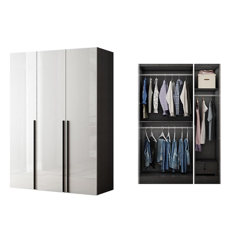 Manufactured Wood Glossy White Cabinet Modern Storage Cabinet with Hinged Doors