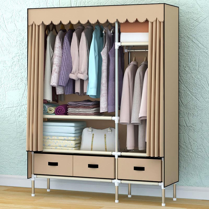 Contemporary Style Metal Wardrobe 1-Door Wardrobe Closet, 49.21" D x 17.72" W x 66.14" H