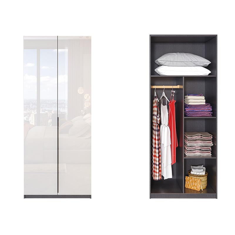 Contemporary Wooden Wardrobe White Colour Wardrobe Closet with Garment Rod