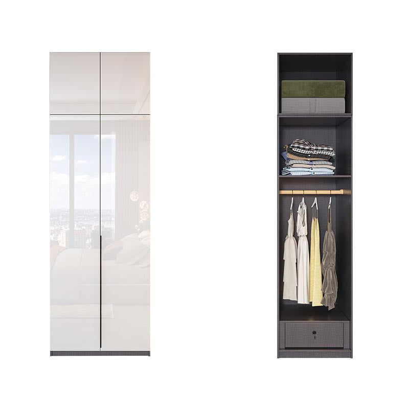 Contemporary Wooden Wardrobe White Colour Wardrobe Closet with Garment Rod