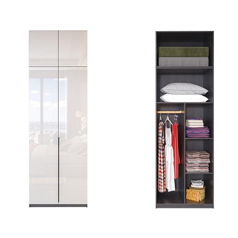 Contemporary Wooden Wardrobe White Colour Wardrobe Closet with Garment Rod