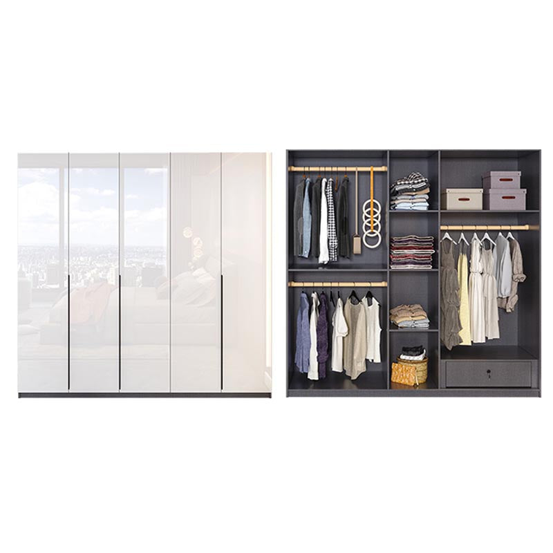 Contemporary Wooden Wardrobe White Colour Wardrobe Closet with Garment Rod