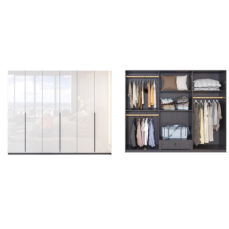 Contemporary Wooden Wardrobe White Colour Wardrobe Closet with Garment Rod