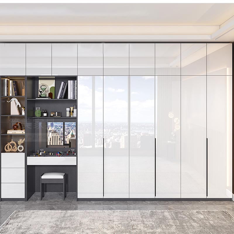 Contemporary Wooden Wardrobe White Colour Wardrobe Closet with Garment Rod